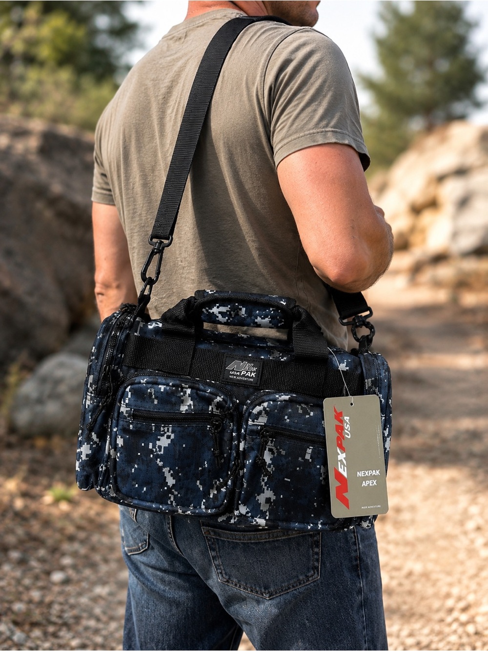 NexPak USA Apex Digital Camo Tactical Range Duffel Gear Bag NWT COLOR BLUE